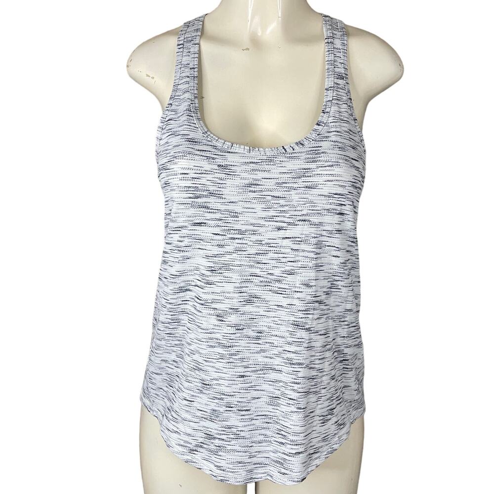 Lululemon Salute The Sun Tank Top Tie Back Tiger Space Dye Black White Size 8